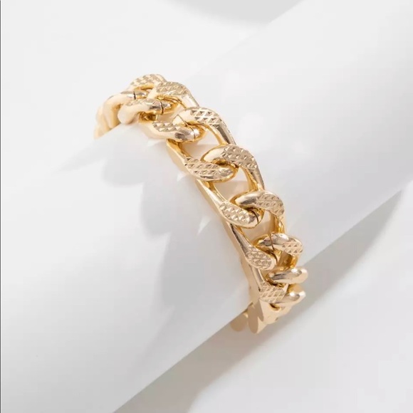 Gold Miami Cuban Aluminum Chain Bracelet - Picture 9 of 10